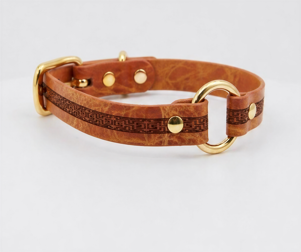 Leather O Ring Collar – Marble Aqua Leather Choker BDSM Collar