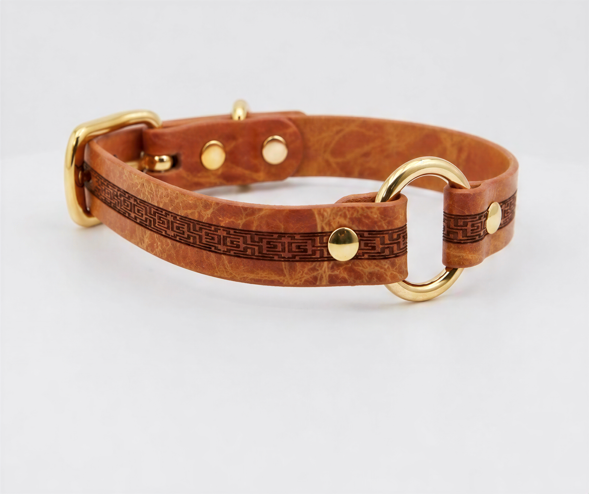 Leather O Ring Collar – Marble Aqua Leather Choker BDSM Collar