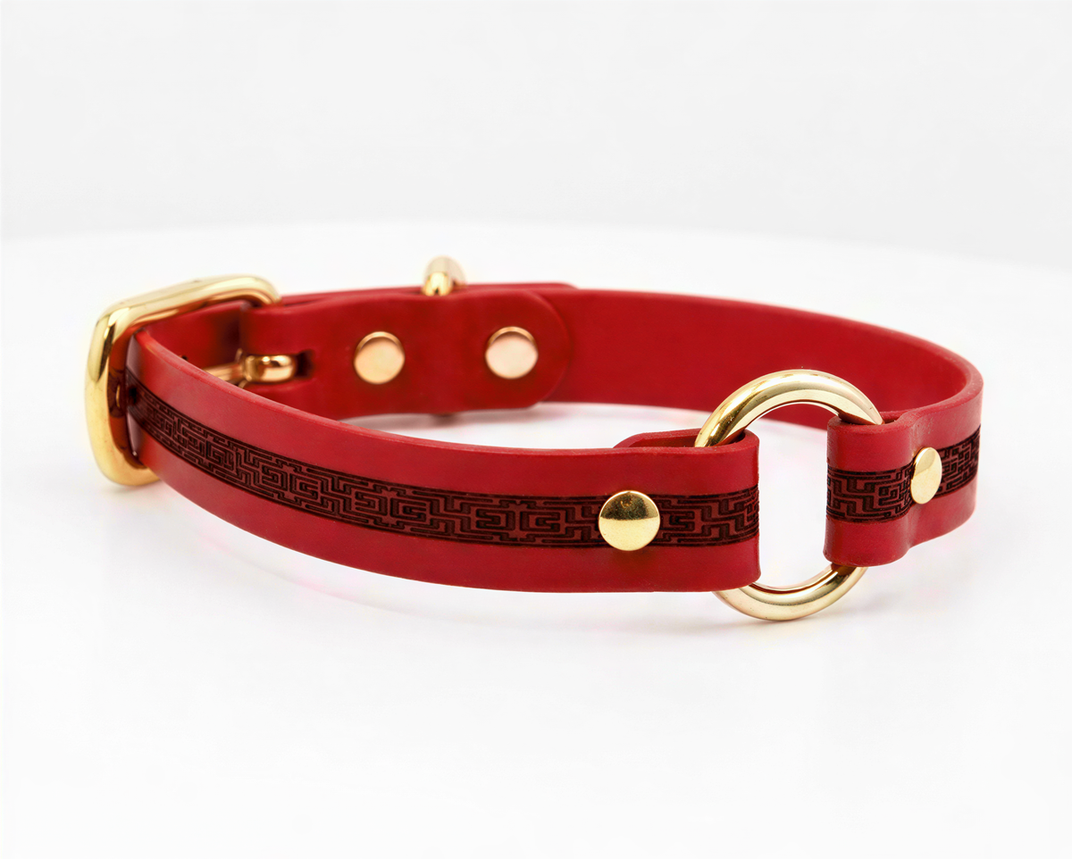 Leather O Ring Collar – Marble Aqua Leather Choker BDSM Collar