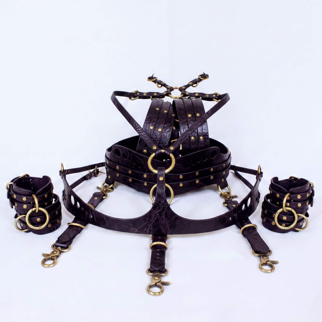 Bondage Gear Marble Purple Adjustable Body Harness Bondage Gear Set