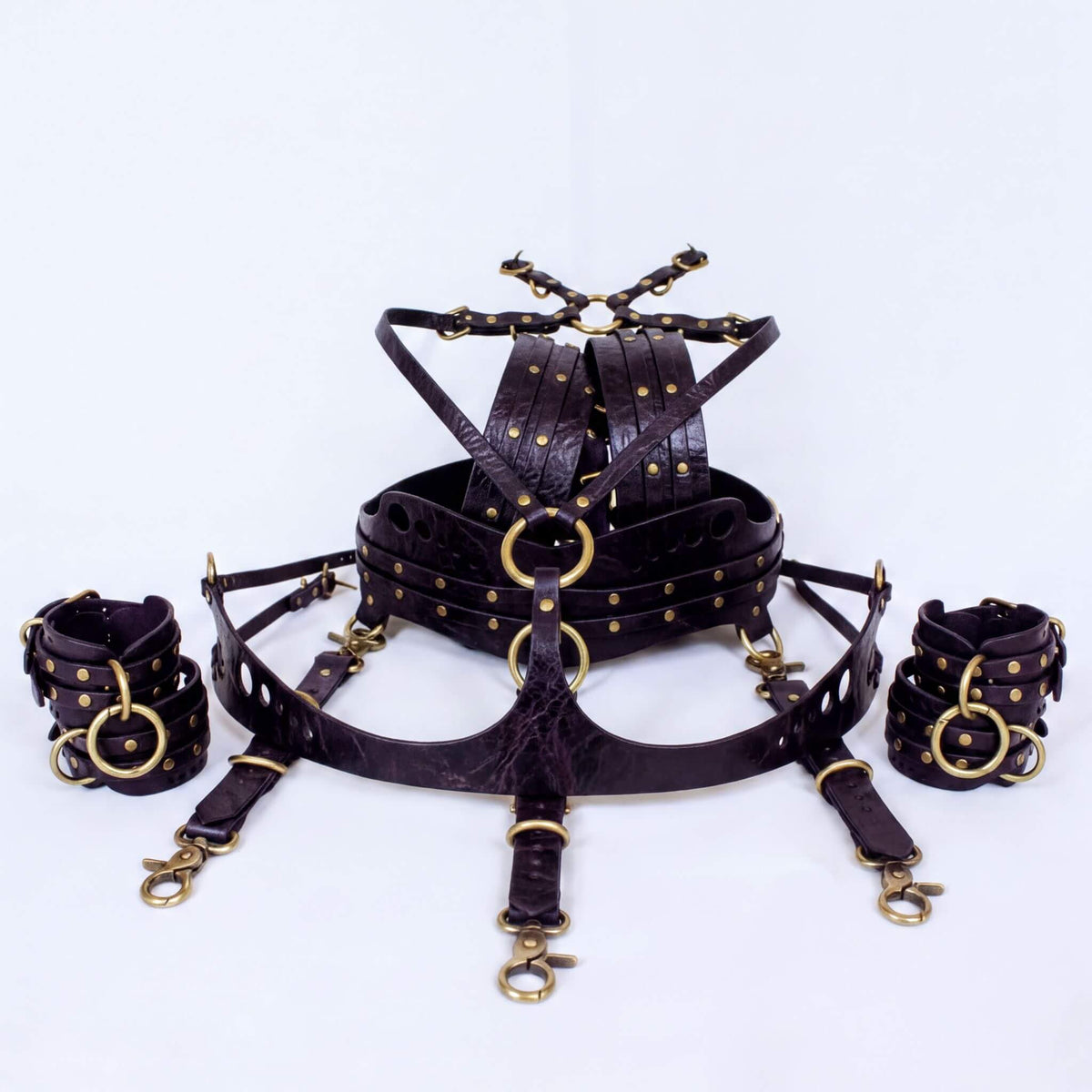 Bondage Gear Marble Purple Adjustable Body Harness Bondage Gear Set