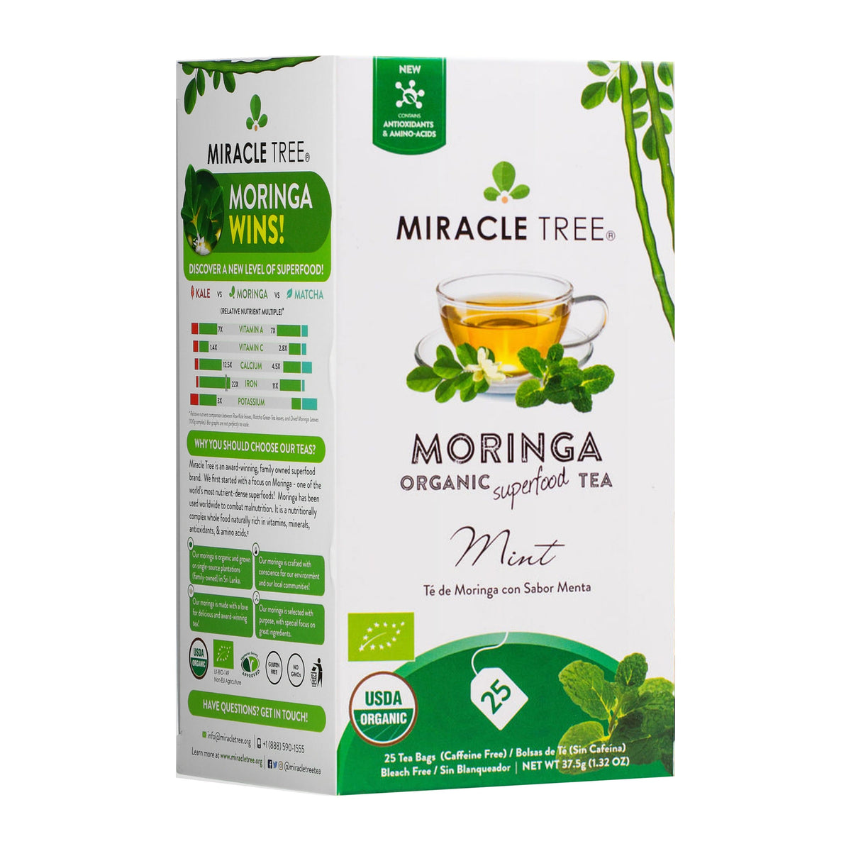 Organic Moringa Tea - Mint - Caffeine-Free Herbal Tea
